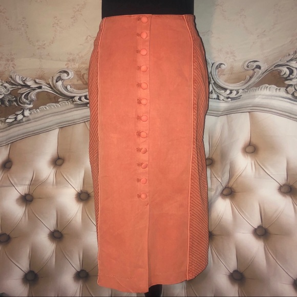 Vintage 70s Retro Burnt Orange Pencil Skirt - Picture 4 of 8